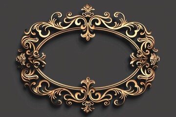 Poster - Elegant gold ornate frame on a sleek black background. Perfect for adding a touch of luxury to any design project
