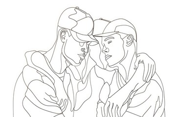 Poster - A heartwarming image of a couple embracing. Ideal for romantic concepts