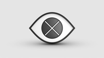 Poster - Close up of a black and white eye with a cross, suitable for medical or spiritual concepts