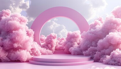 Canvas Print - A pink cloud with a white circle in the middle by AI generated image
