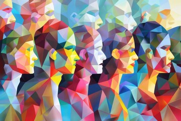 Poster - A group of people standing next to each other. Suitable for teamwork concepts