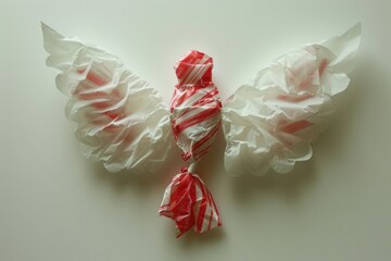 Poster - A white and red candy on a clean white surface. Suitable for food and sweets concept