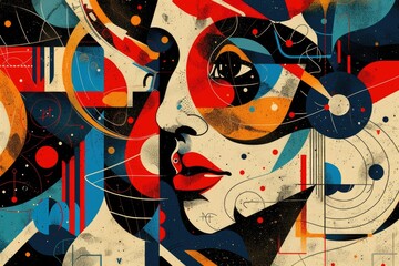 Poster - A unique abstract painting of a woman's face. Perfect for art enthusiasts