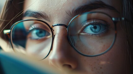 Aufkleber - Close up of a person wearing glasses, suitable for various professional and lifestyle concepts
