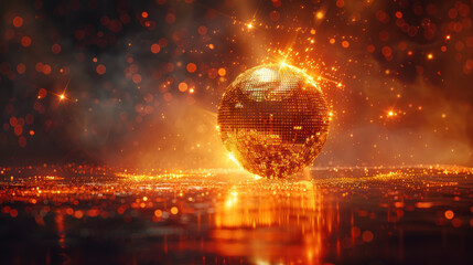 Wall Mural - Disco ball with colorful bokeh