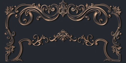 Poster - A simple and elegant gold frame on a black background, perfect for adding a touch of sophistication to any design project