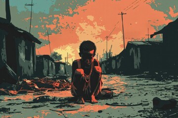 Poster - A person sitting on the ground with a camera. Suitable for photography themes