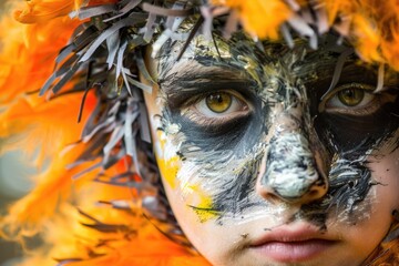 Poster - A close-up of a person with a painted face. Suitable for artistic projects