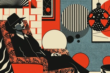 Aufkleber - A man sitting in a chair while talking on a cell phone. Ideal for business or communication concepts