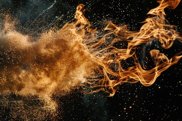 Poster - A close up of a fire with a black background. Suitable for various design projects