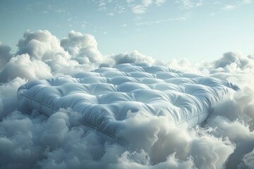 Poster - Mattress floating in a dreamy sky, suitable for surreal concepts