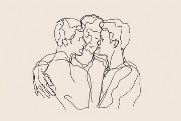Poster - A simple drawing of two people embracing. Suitable for various design projects