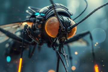 Poster - Detailed shot of a fly with a blurred background, suitable for scientific or nature-themed projects