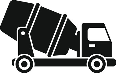 Poster - Vector illustration of a cement mixer truck silhouette isolated on white background for construction and transportation industry design element and clipart
