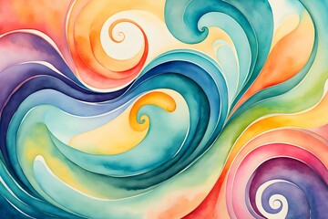 Watercolor swirl background blending seamless pattern central vortex