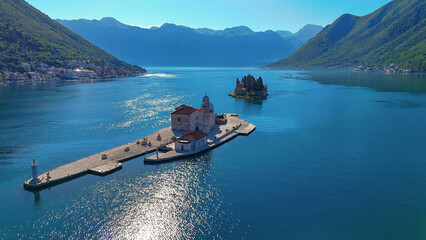 , reef, bay, kotor, perast, montenegro, amazing, mountain, landscape, beautiful, drone, view, touris