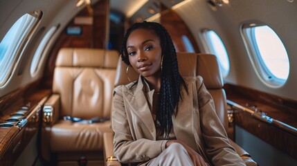 black woman on private plane