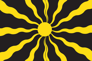 Wall Mural - Groovy retro abstract sun background set with bright sunburst. Abstract summer background with sun. Retro swirl sun groovy banner background. Organic doodle shapes with sun. Vector illustration.