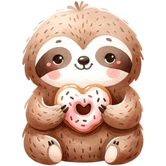 Wall Mural - Cute Sloth Chocolate Clipart,Chocolate Lover,World Chocolate Day Clipart,Dessert Clipart,Watercolor Sloth Clipart