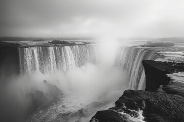 Wall Mural - Humanity Heritage Day, Niagara Falls, USA Black white picture Ancient architecture, wonders of the world, national landmark, culture, architecture