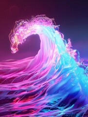 Poster - Big Neon Wave Background