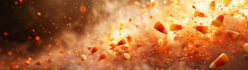 Canvas Print - A picture of a bunch of corn kernels exploding in the air
