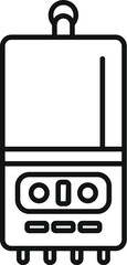 Poster - black and white line art of a gas water heater, suitable for manuals or infographics