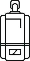 Poster - black and white vector graphic of a detailed travel backpack, suitable for icons or logos