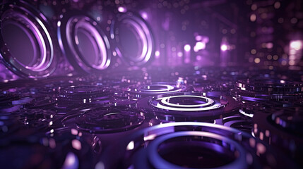 Aufkleber - Technology abstract background with hud styled round interface elements in neon tech light.