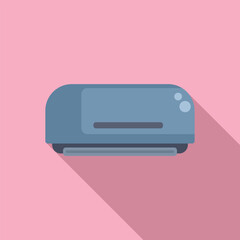 Poster - flat design illustration of a sleek, modern air conditioner on a pastel pink background with shadow