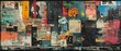 © antusher - a chaotic collage of various posters, flyers, and advertisements resembling a busy urban bulletin board