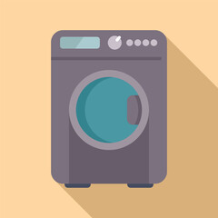 Poster - Flat design vector illustration of a stylish washing machine icon with a shadow, ideal for web and print