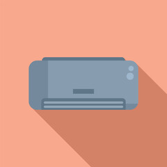 Poster - icon of a modern desktop printer in a flat design style with a warm background