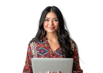 Native American Woman with Digital Tablet