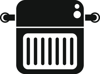 Poster - Vintage microphone icon illustration in black and white with a classic, oldfashioned design. Perfect for music, audio, and recording studio graphic illustration. Retro silhouette media technology