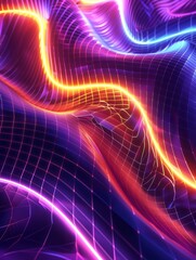 Wall Mural - Abstract light wave Background ,aesthetic, colorful background with abstract shape glowing in ultraviolet spectrum, curvy neon lines, Futuristic