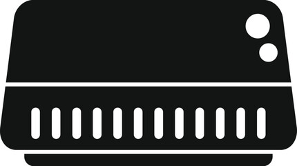 Poster - Simplified icon of a modern air conditioning unit in a bold black and white illustration