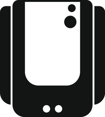 Poster - Modern smartphone silhouette icon in black and white isolated background with minimalistic design and sleek, contemporary look for technology and mobile communication concept illustration