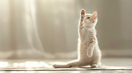 a cute cat doing yoga.Generative AI