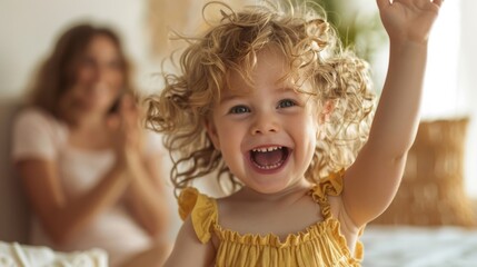 Poster - A Joyful Toddler Waving Hello