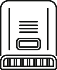 Poster - black outline vector illustration of a classic floppy disk, symbolizing data storage
