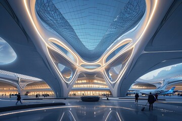 futuristic airport terminal that enhances the travel experience for passengers