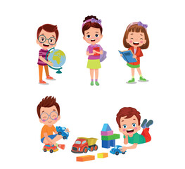 Wall Mural - vector illustration of students in different postures