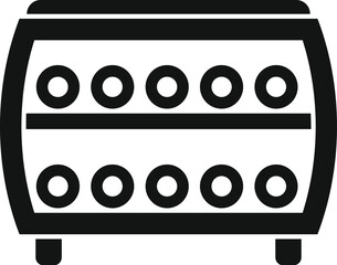 Poster - Vector icon of an oldfashioned radio with buttons and speaker, isolated on white
