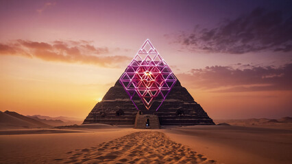 Wall Mural - Egyptian Pyramids During Aurora Borealis
