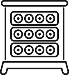 Poster - black and white vector design of a sleek server rack, representing data storage and technology