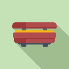 Sticker - Minimalist flat design of a closed red panini press on a subtle green background