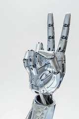 Poster - Robotic Hand Making the Peace Sign. Generative ai