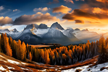 Wall Mural - sunrise in the mountains