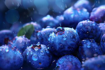 Wall Mural - A rich and vibrant background filled with fresh, juicy blueberries, showcasing their deep blue color and natural texture
